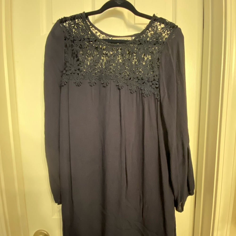 Long Sleeves Navy Dress